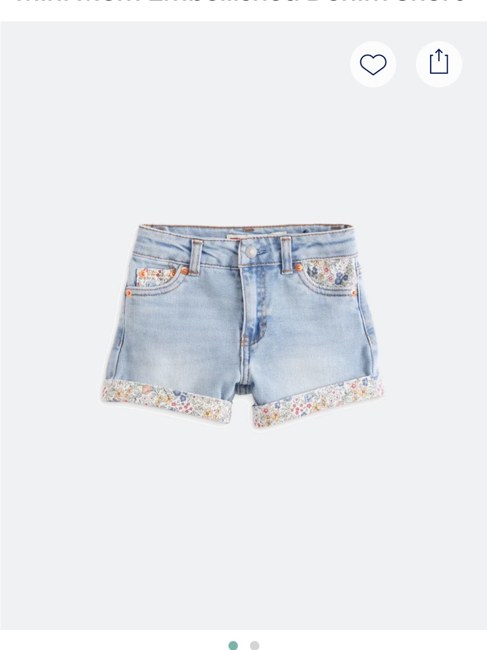 Mini Mom Girls Light Wash Denim Shorts with Floral Trim